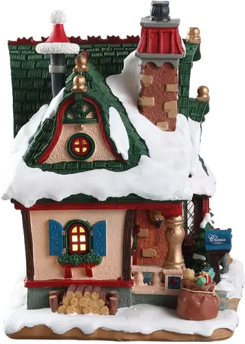Vista 3 de Lemax Santa's Wonderland The Claus Cottage Edificio iluminado, #75292 Escena interior iluminada para la cabaña de Santa 3 pilas AA o adaptador