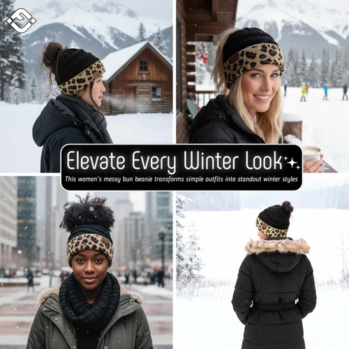 Vista 155 de Funky Junque - Gorro para mujer con ranura para cola de caballo