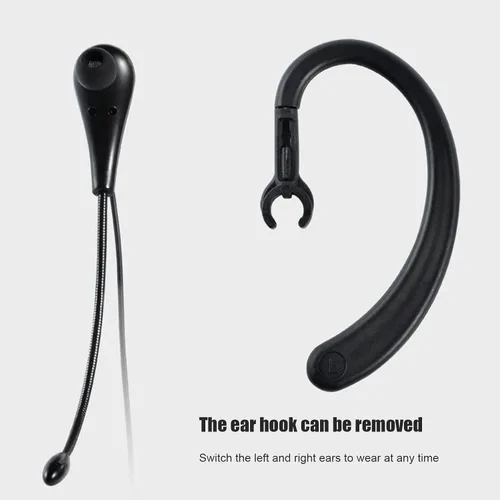 Vista 2 de Auriculares de centro de llamadas, gancho de oreja de una cara de 0.138 in con micrófono, auriculares de teléfono de una sola oreja para teléfonos