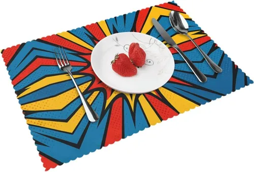 Vista 13 de Rectangular Placemats Set of 4, Heat Resistant Abstract Marbling Printed Kitchen Dining Table Mats