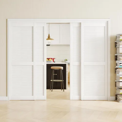 Vista 15 de 5-Panel Closet Doors, 48"(Double 25") x 80" Sliding Door for Bedrooms