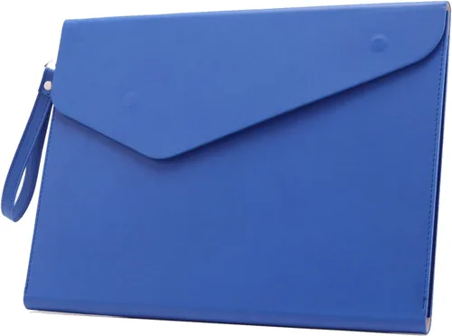 Vista 12 de Carpeta de cuero PU A4 para documentos, carpeta con estilo de cartera con correa y cierre magnético invisible (negro)