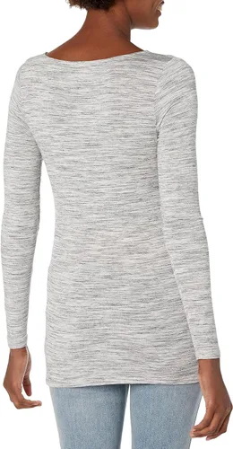 Vista 4 de Motherhood Maternity Camiseta de maternidad de manga larga con cuello redondo para mujer