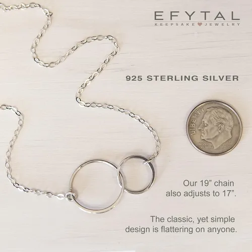Vista 6 de EFYTAL Gifts for Mom from Daughter Sterling Silver or Gold Plated Two Circles Necklace for Women Mother Daughter Gift for Mom Daughter Gifts from