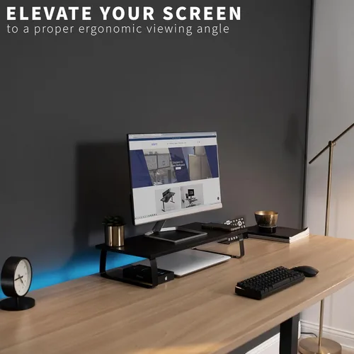 Vista 7 de VIVO Soporte para monitor y portátil, elevador de escritorio de 24 pulgadas, negro, STAND-V000D