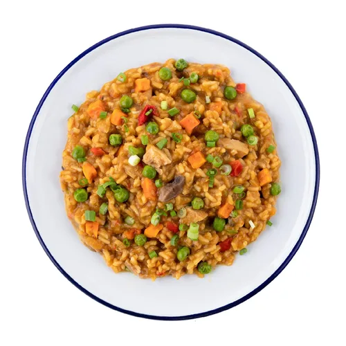 Vista 3 de Mountain House Teriyaki de pollo con arroz (2 porciones) Arroz frito con pollo (2 porciones) Alimentos liofilizados para mochileros
