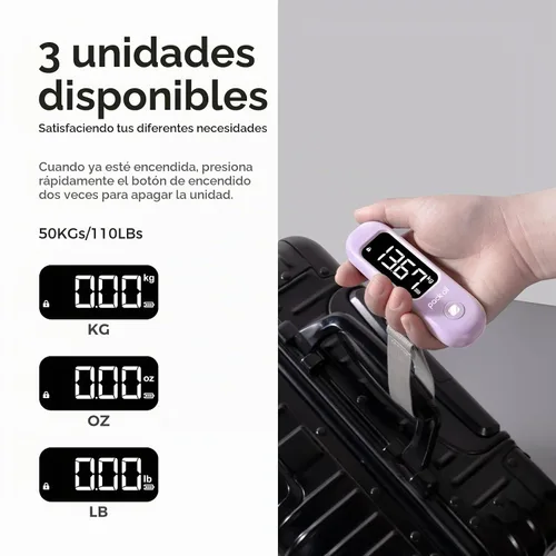 Vista 4 de pack all Digital Luggage Scale for Travel, 110Lbs Capacity, 0.1Lb Precision Púrpura