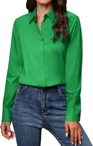 Vista 28 de Camisas con botones para mujer de ajuste clásico, camisa de vestir, camisa de trabajo, de negocios, casual, de manga larga, blusa, tops
