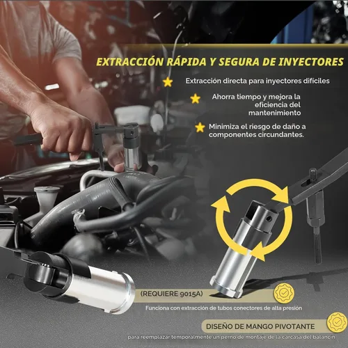 Vista 4 de Extractor de retiro del inyector de combustible 9010 para la herramienta de reparación del inyector diesel Cummins 5.9L y 6.7L, equivalente al