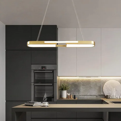 Vista 3 de Genérico Araña moderna, Lámpara LED de atenuación de la mesa de comedor de hierro forjado ovalada luces colgantes rectángulo restaurante colgante