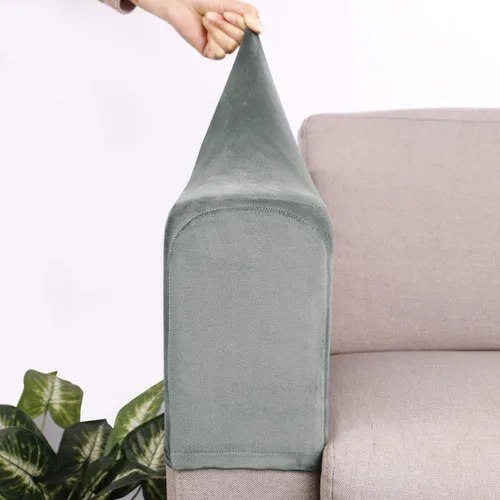 Vista 3 de BESPORTBLE Funda de tela elástica para reposabrazos de sofá, color gris, antideslizante, protector de muebles, fundas para sillón reclinable
