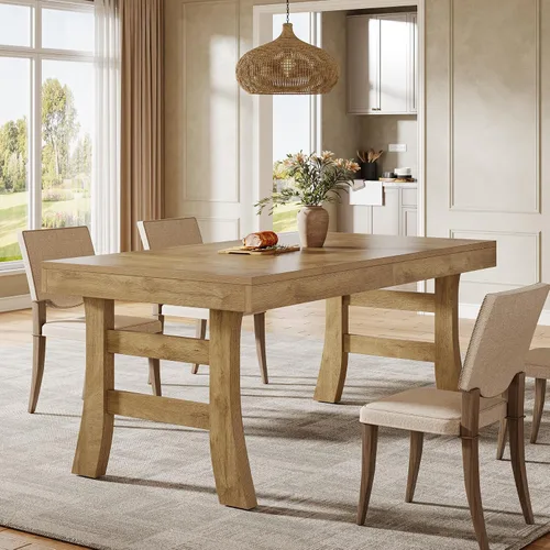 Vista 6 de Tribesigns Mesa de comedor de 63 pulgadas para 4-6 personas, mesa rectangular grande de cocina con patas resistentes para cocina del hogar, comedor