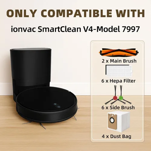 Vista 2 de SmartClean V4 7997 Accesorios para Ionvac SmartClean V4 Kit de piezas de repuesto para aspiradora robot de vaciado, 2 cepillos principales
