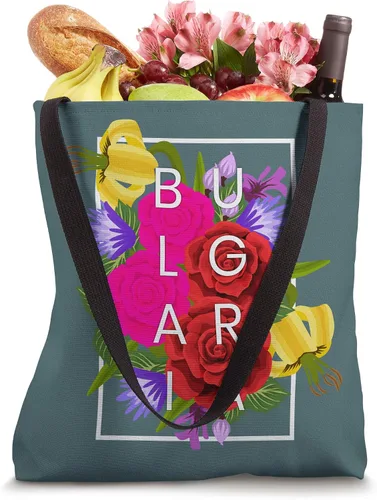Vista 4 de Flowers of Bulgaria Word Art - Bolsa de mano con orgullo búlgaro Blanco 16 pulgadas