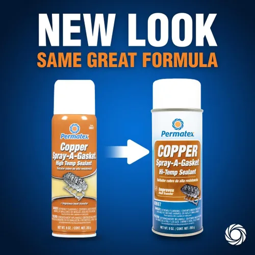 Vista 5 de Permatex 80697 Copper Spray-A-Gasket Sellador adhesivo de alta temperatura, 9 oz. lata de aerosol neta