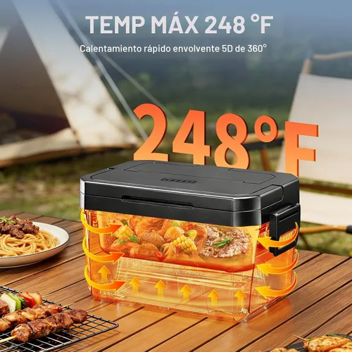 Vista 2 de Carsolt Lonchera eléctrica inalámbrica para adultos, lonchera térmica recargable de 1.2 L para hombres con control de aplicación, calentador