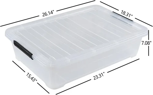 Vista 3 de Contenedores de almacenamiento de plástico transparente de 40 cuartos de galón, cajas de almacenamiento grandes de plástico con ruedas, 3 paquetes