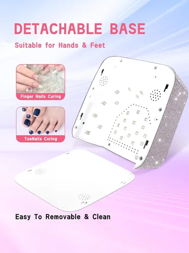 Vista 6 de Hongfa - Lámpara de uñas inalámbrica, secador de uñas LED UV recargable para esmalte de gel con pantalla LCD, sensor automático y 5 ajustes