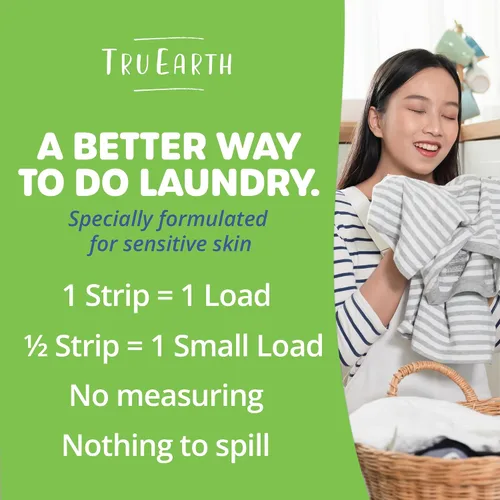 Vista 6 de Tru Earth Hojas de detergente compacto para ropa seco, sin perfume, hasta 768 cargas (384 unidades), sin parabenos, detergente sin líquido Eco-Strip