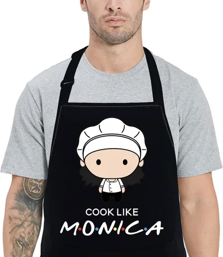 Vista 4 de POFULL Delantal inspirado en programas de televisión Cocine Like Monica Apron Friends Theme Gift