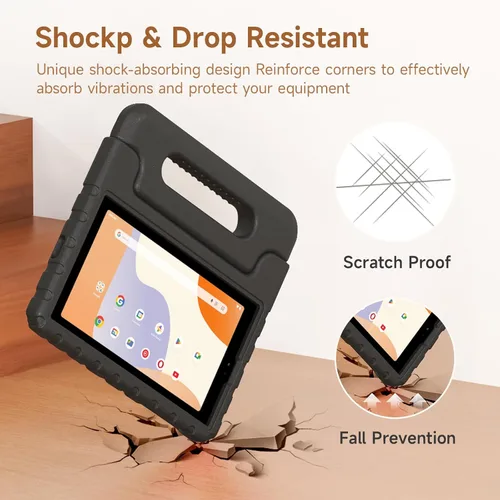 Vista 5 de Funda para tablet Walmart Onn de 7 pulgadas Gen 4 2024 Modelo: 100135924, peso ligero, a prueba de golpes, duradero, con soporte de mango Negro