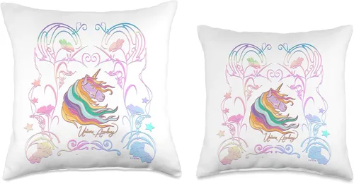 Vista 3 de Unicorn Academy Enchanting Graphic Logo Throw Pillow, 18 x 18, multicolor