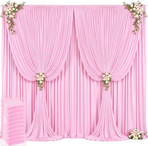 Vista 34 de 20 pies x 12 pies Cortinas de Telón de Fondo Azul Bebé Sin Arrugas para Bodas y Fiestas, Telón de Fondo de Tela Azul, Cortinas para Bodas