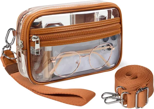 Vista 9 de Bolso cruzado transparente con correa de muñeca, aprobado para estadios, bolsa transparente para conciertos, eventos deportivos