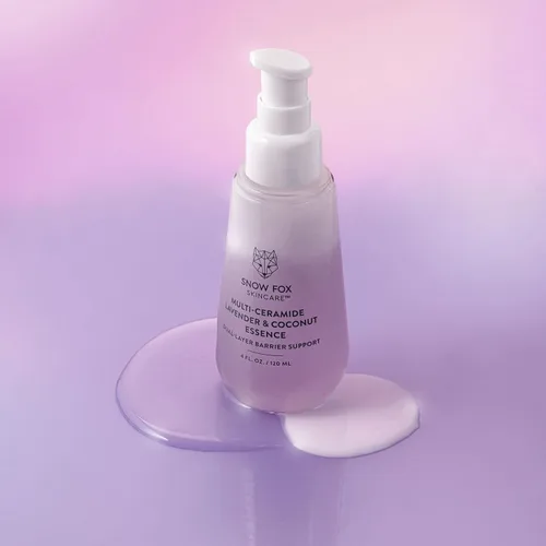 Vista 3 de Snow Fox Skincare - Suero de lavanda francesa y esencia de coco multi-ceramida Suero facial hidratante y revitalizante para piel seca, madura