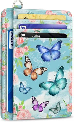 Vista 41 de Yonlevres Cartera delgada para tarjetas de crédito, cartera RFID para mujer, bolsillo frontal, soporte para tarjetas pequeñas, estuche para tarjetas
