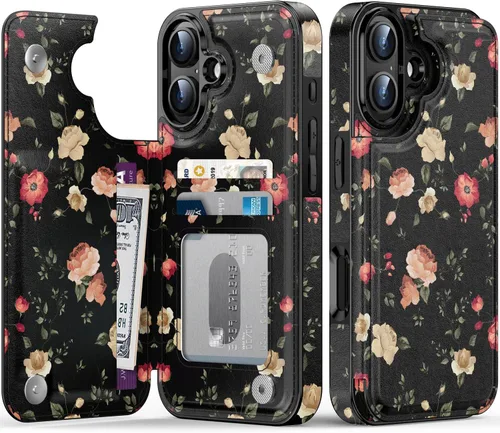 Vista 313 de LETO para iPhone 15 Pro Funda tipo cartera - Tapa tipo folio con patada - Diseños de moda - Tarjetero - Funda protectora para mujeres y niñas - 6.1