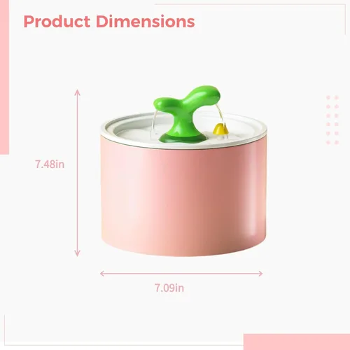 Vista 5 de Fuente de agua de cerámica para mascotas de 50.7 onzas con filtración de 5 etapas, cuenco para beber silencioso, diseño de brotes de árbol