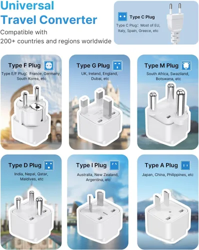 Vista 5 de VINTAR Convertidor de voltaje de onda sinusoidal pura de 600 W de 220 V a 110 V de EE. UU. a Europa, adaptador de viaje universal con enchufe