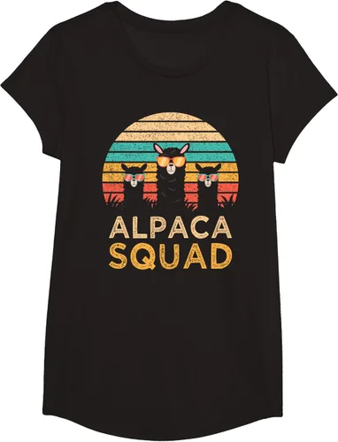 Vista 6 de Divertidas gafas de sol de escuadrón de alpaca Cool Alpacas Vintage Gift T-Shirt, Negro, S
