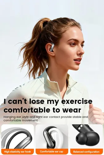 Vista 3 de Auriculares inalámbricos con Bluetooth con pantalla LED de 60 horas de reproducción, sobre los auriculares con micrófono, sonido estéreo, controles