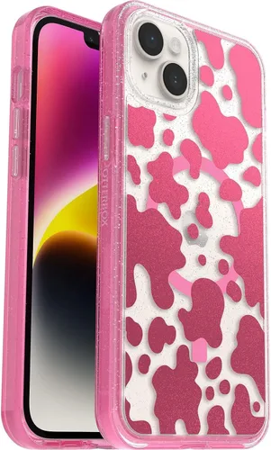Vista 7 de OtterBox Symmetry - Funda con MagSafe para iPhone 14 Plus (SOLAMENTE), embalaje no minorista - Rosa translúcido transparente (Polvo de Hada)
