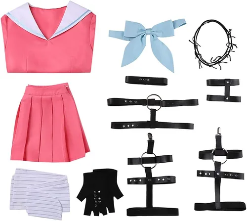 Vista 4 de Cos-Love Disfraz de anime Miu Iruma para cosplay, traje de uniforme de escuela secundaria para mujer