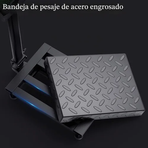 Vista 6 de Báscula de plataforma industrial de 660 libras con barandilla extraíble LB/KG para computación de peso, báscula digital, báscula de plataforma