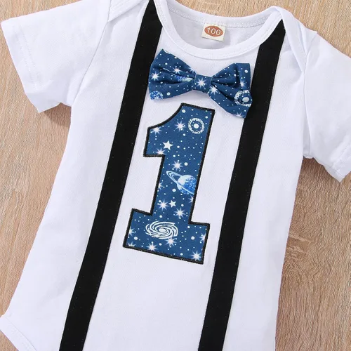 Vista 5 de vivifayee Conjunto de pantalones y tirantes para bebé niño de un primer cumpleaños