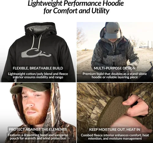 Vista 2 de Drake Waterfowl MST Performance - Sudadera con capucha de camuflaje, capucha de doble forro, mezcla de algodón/poliéster y bolsa canguro para mayor