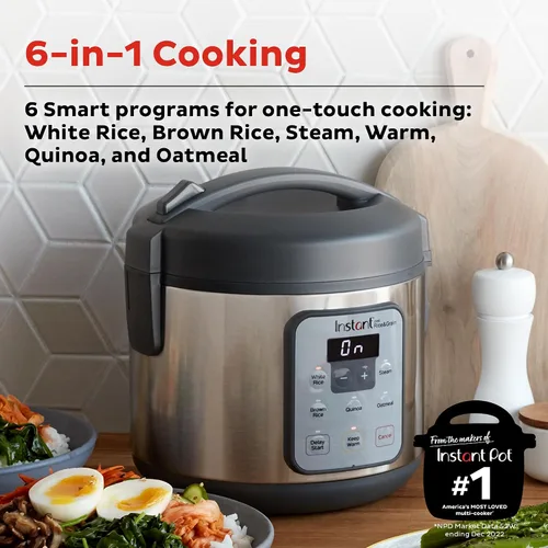 Vista 2 de Instant Pot Zest - Arrocera de 8 Tazas One Touch, de los Fabricantes de Instant Pot, Vaporizador, Cocina Arroz, Granos, Quinoa y Avena, 8 tazas