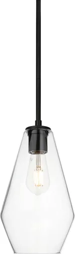 Vista 6 de XiNBEi Lighting Iluminación colgante de cristal, moderna lámpara colgante de cocina de 1 luz, lámpara colgante ajustable negra XB-P1228-MB