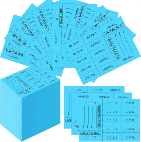 Vista 13 de Kosiz 1000 hojas 10 pujas Etiquetas de rifa para subastas chinas Fichas de rifa para recaudación de fondos Numeradas con nombre y número de teléfono