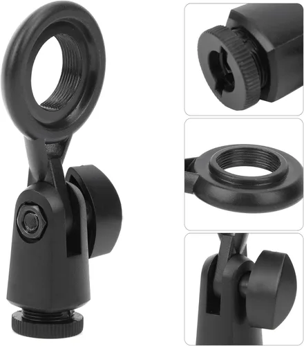 Vista 5 de Germerse Soporte para Micrófono, Adaptador de Soporte para Micrófono Portátil Anti Vibración, Plástico Negro, Rosca de 22mm/0.9in para Micrófonos
