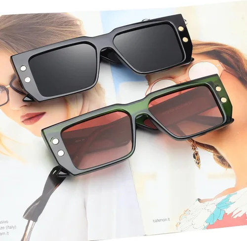 Vista 4 de JIM HALO Gafas de sol rectangulares para mujeres y hombres, lentes de conducción polarizados retro de los años 90, estilo vintage, marco cuadrado
