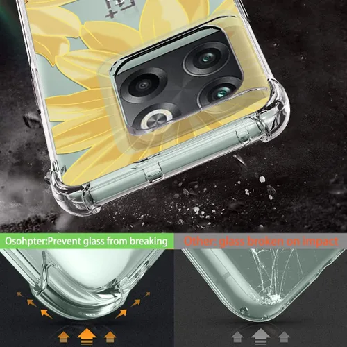 Vista 3 de Osophter Funda para OnePlus 10T – Transparente Niña Mujer Flor Floral con Protector de Pantalla con Esquinas Reforzadas TPU Flexible Funda