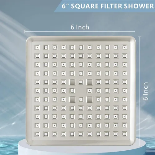 Vista 4 de Cabezal de ducha de lluvia de alta presión con filtro – Filtro cuadrado de 6 pulgadas para eliminar el cloro y sustancias nocivas, mejorar