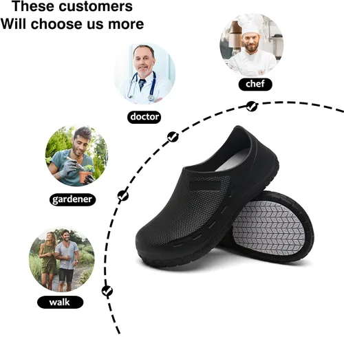 Vista 2 de Zapatos de chef para hombre antideslizantes a prueba de agua zuecos para hombre cómodos zapatos de enfermería para jardineros hombres interiores