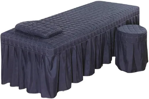 Vista 5 de Juego de 3 piezas de mesa de masaje para salón de belleza, sábana de cama, falda de spa, cubierta completa con funda de almohada, funda de taburete..