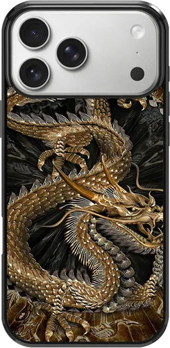 Vista 82 de Funda para iPhone Air - Funda de teléfono con patrón de dragón dorado chino - Funda de TPU con protección de absorción de impactos